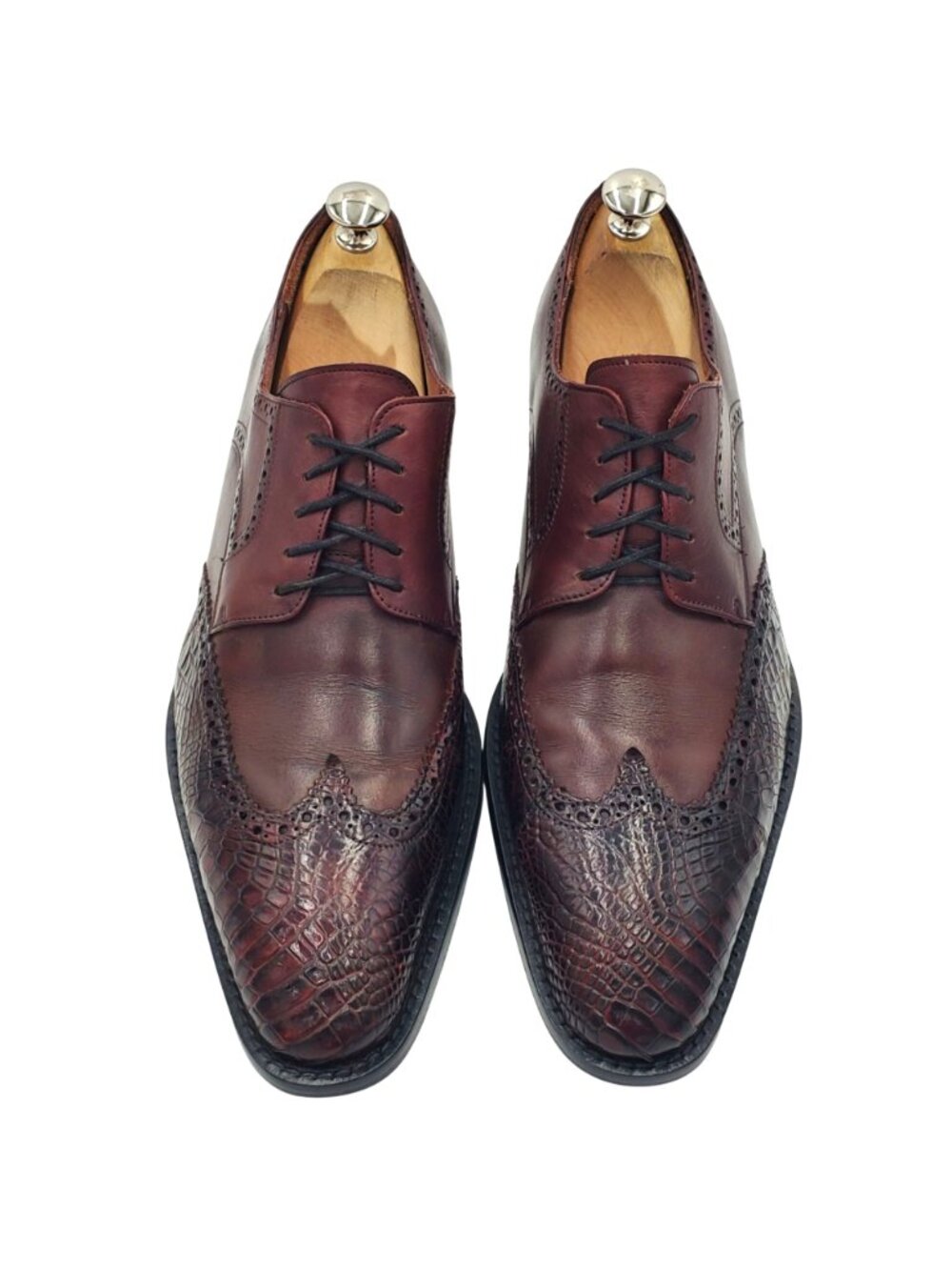 Belvedere Men's size 10 Brown Genuine Alligator wingtip Oxford dress shoes - Picture 2 of 11